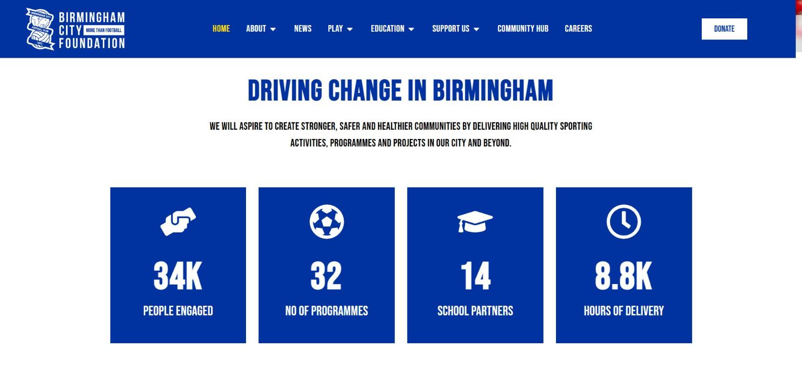 BCFC Foundation website impact statistics section