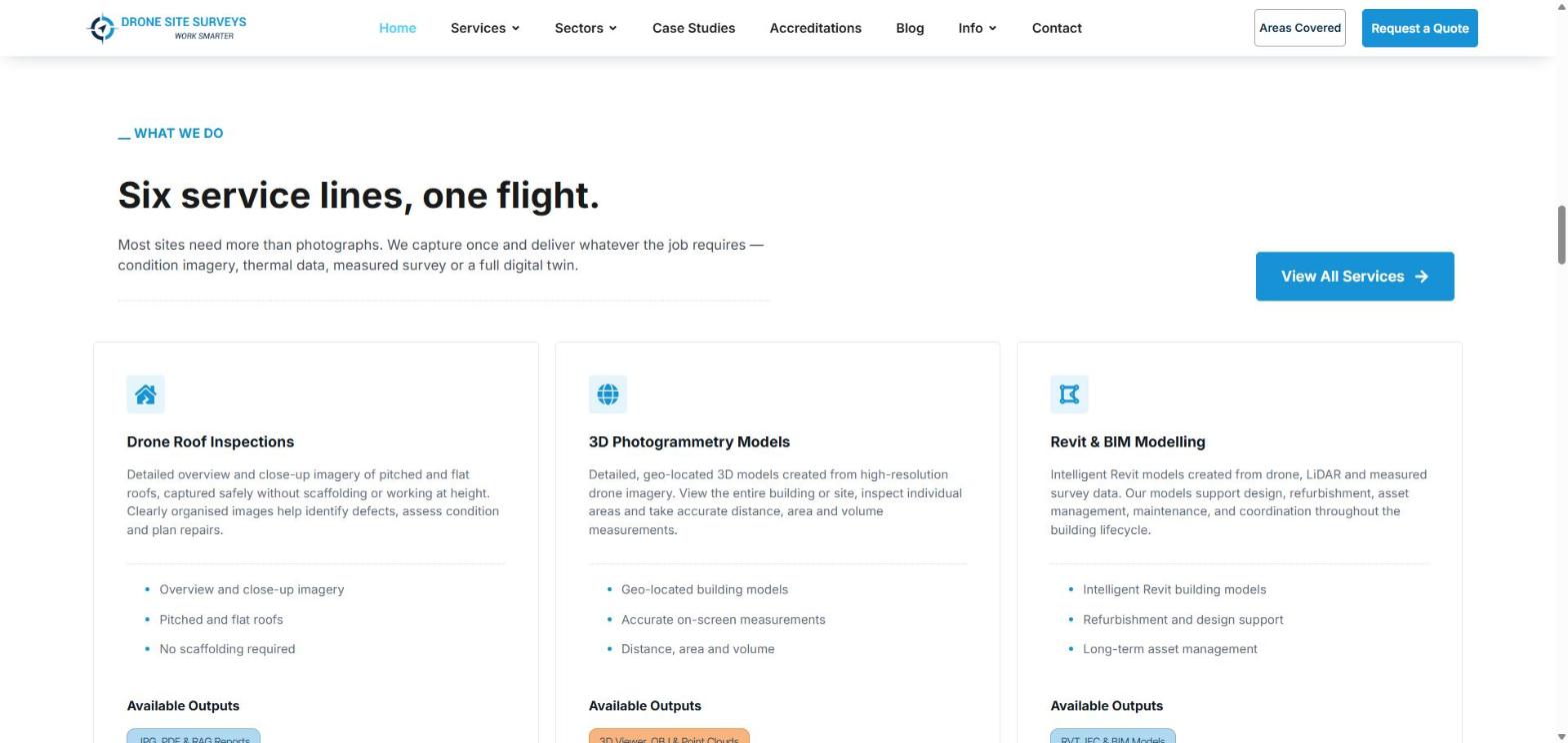 Drone Site Surveys new website services section