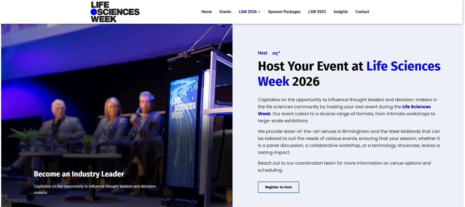 Life Sciences Week website host an event page