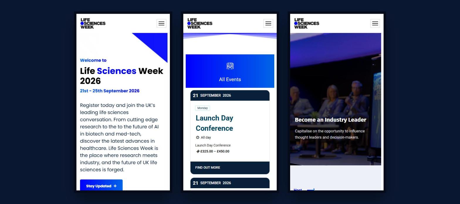 Life Sciences Week website on mobile