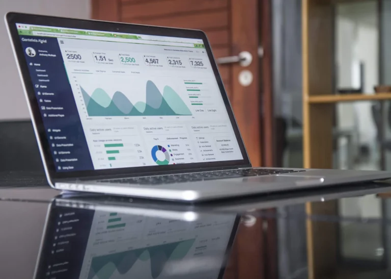 Performance charts on a laptop