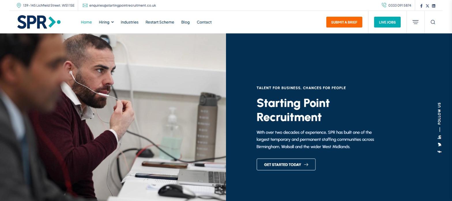 Starting Point Recruitment website homepage