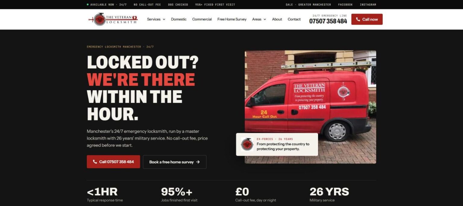 The Veteran Locksmith website homepage
